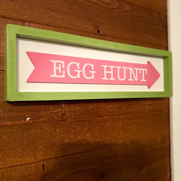 Easter Egg Hunt Sign, Green & Pink Arrow Egg Hunt Decor Sign, Tabletop or Wall - Picture 12 of 12